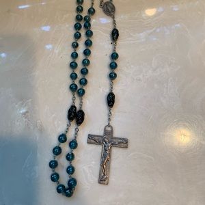 Handmade Teal/Black Rosary